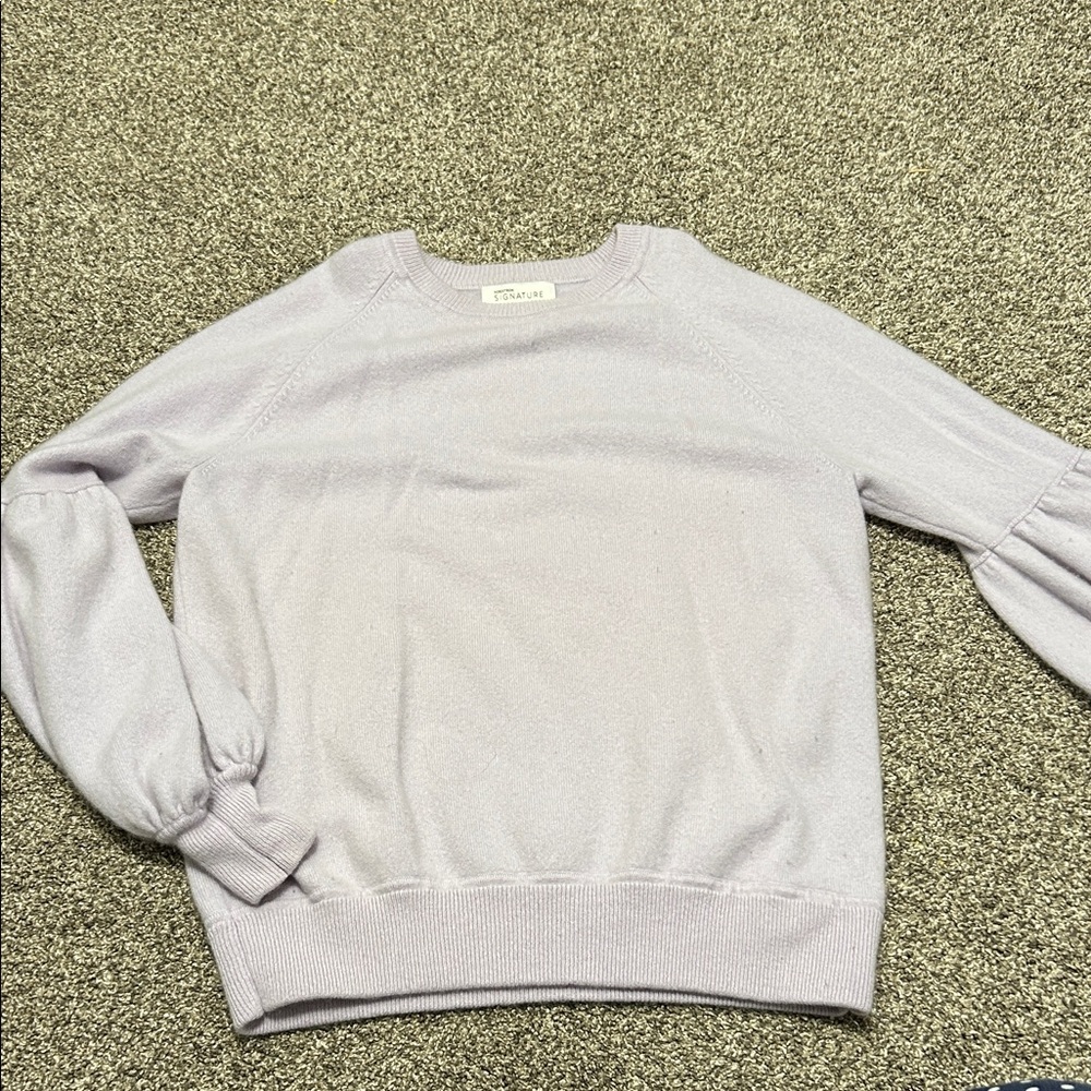Nordstrom Lavender Crewneck Sweater with Balloon Sleeves